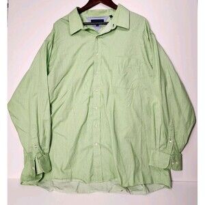 Tommy Hilfiger Mens Adult Sz Big 20 35-36 Button Shirt Long Sleeve Plad Green